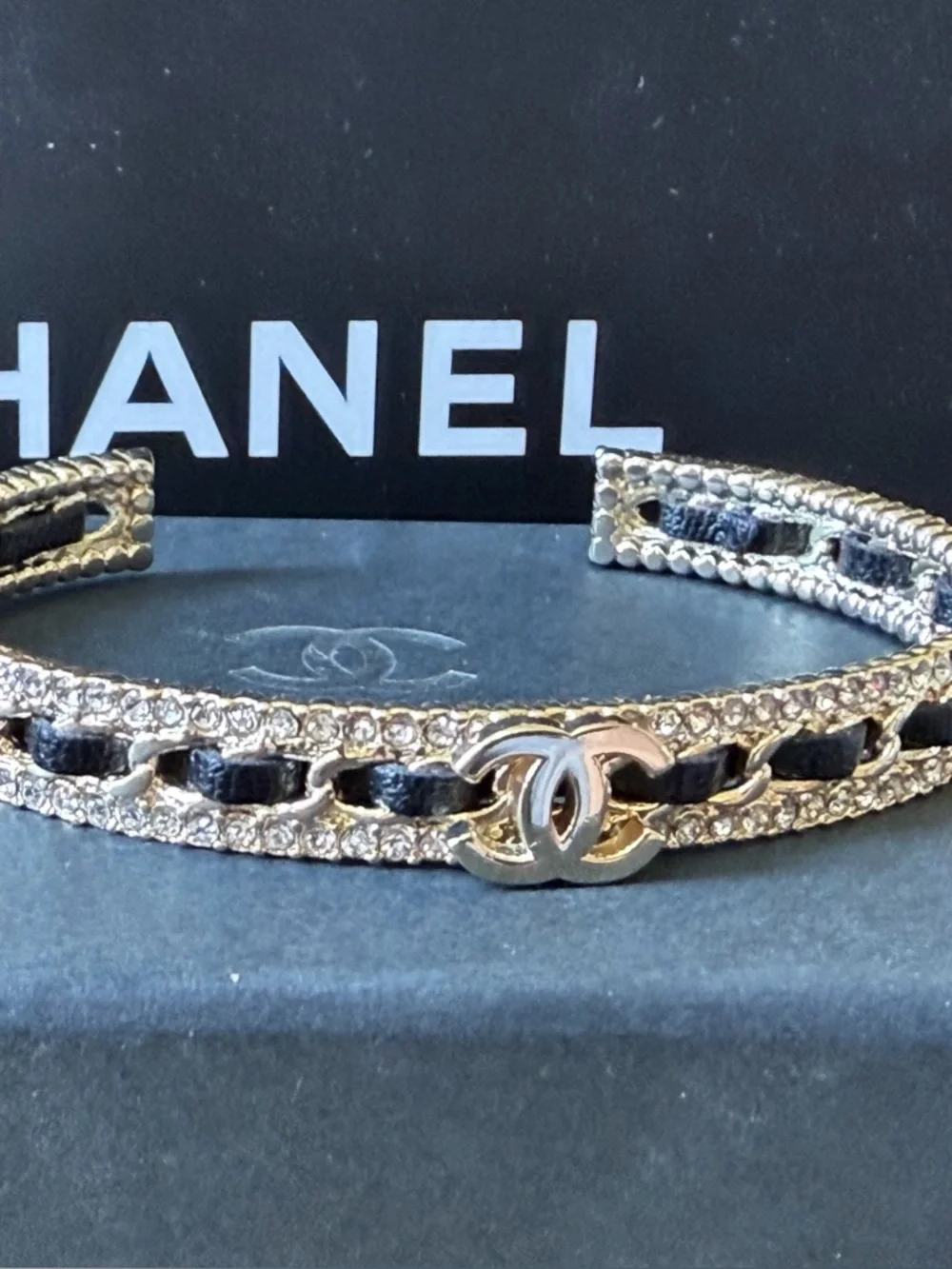 Chanel Gold and black Bangle Bracelet - Picture 1 of 12